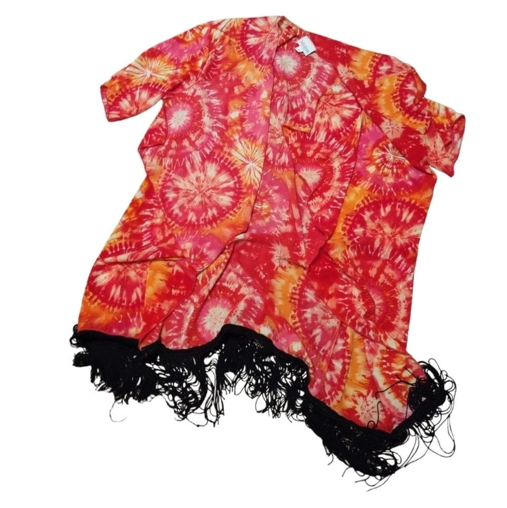 Lularoe  Swim Fringed Coverup Ladies Small Colorful Oversized Cruise Resortwear